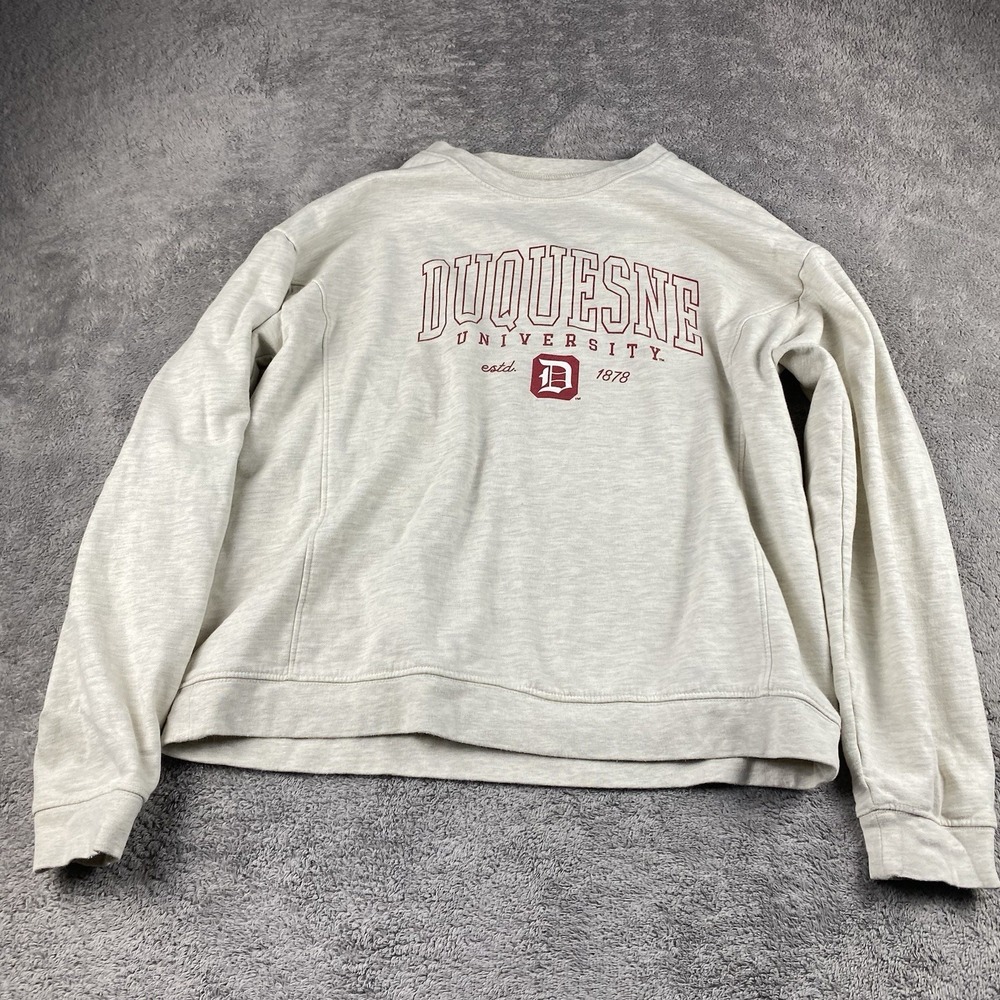 Red Shirt Duquesne University Crewneck Sweatshirt Mens Medium Ivory Long Sleeve
